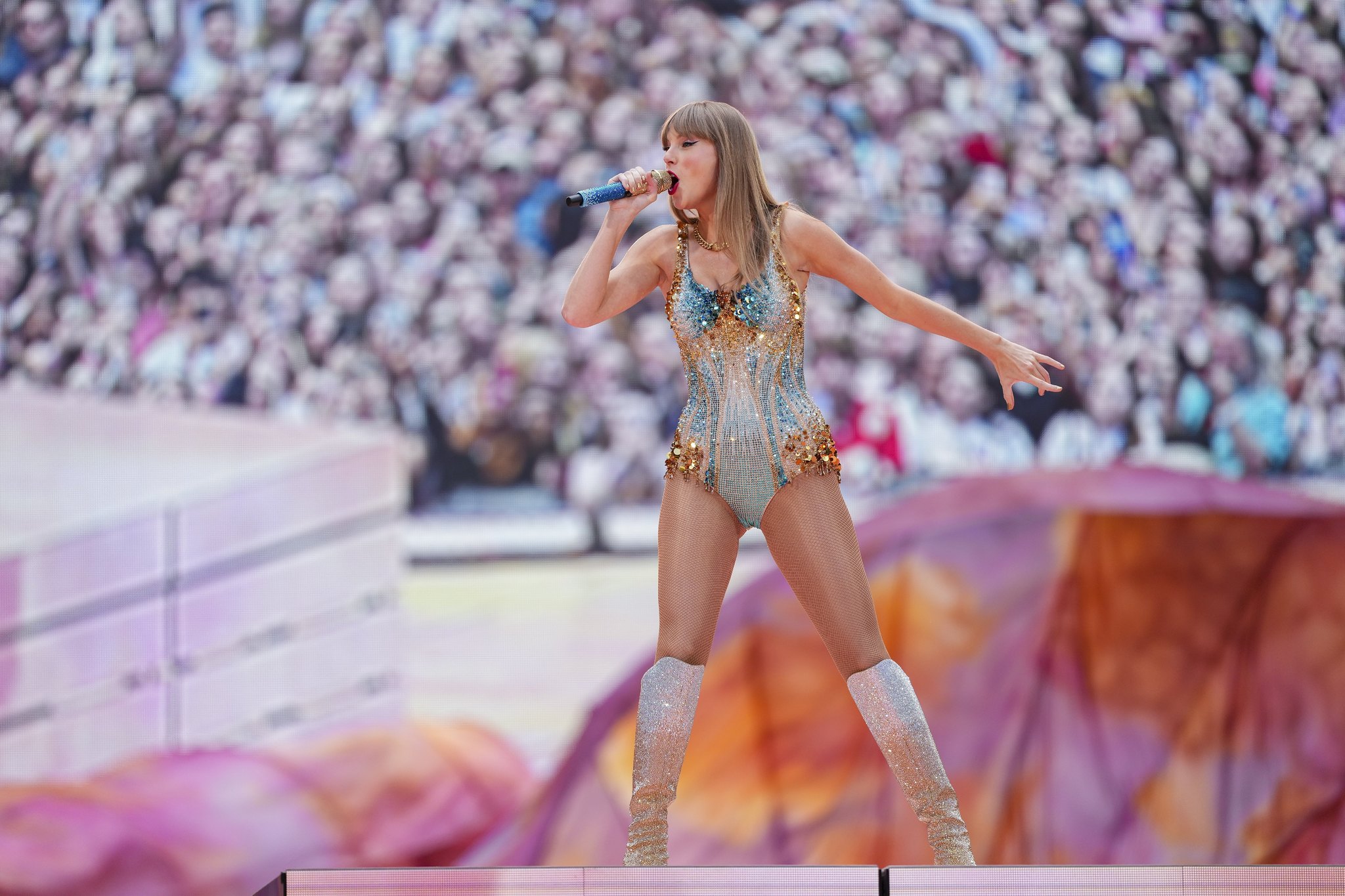 Taylor Swift performs at Wembley Stadium as part of her Eras Tour